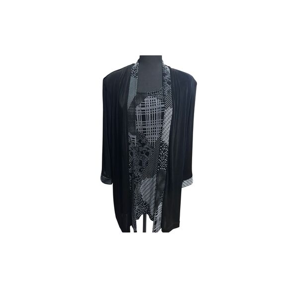 R & M Richards Black & White Printed Tunic Top & Jacket Overlay Size 18 - Picture 12 of 12